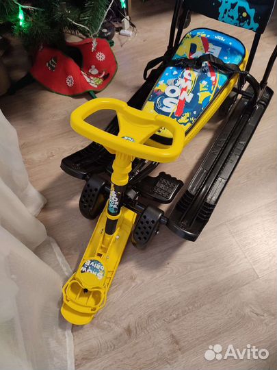 Снегокат тс6/WS Тимка спорт 6 с ручкой, на колесах