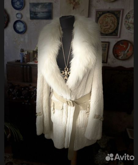 Вязанное меховое пальто Prada