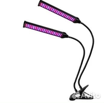 Светильник для растений/ 2 гибкие фитолампы с тайм