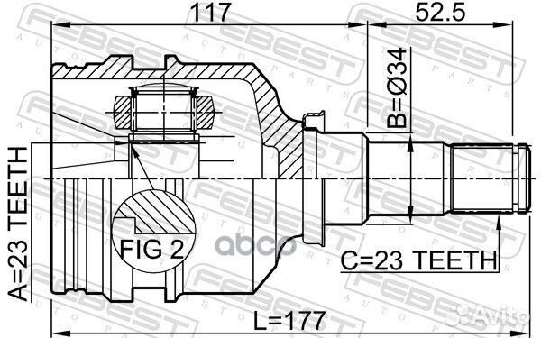 ШРУС внутренний 23x34x23 (toyota carina E