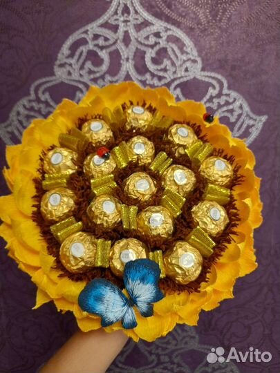 Букет Подсолнух с конфетами