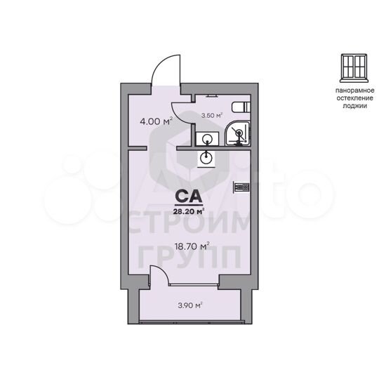 Квартира-студия, 28,2 м², 3/9 эт.
