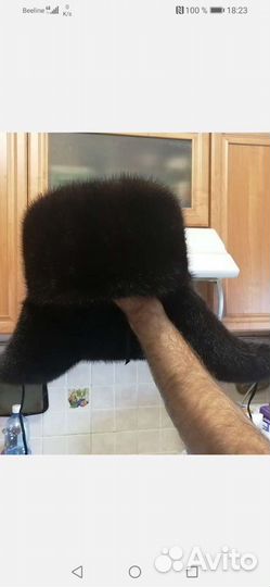 Норковая шапка мужская ушанка