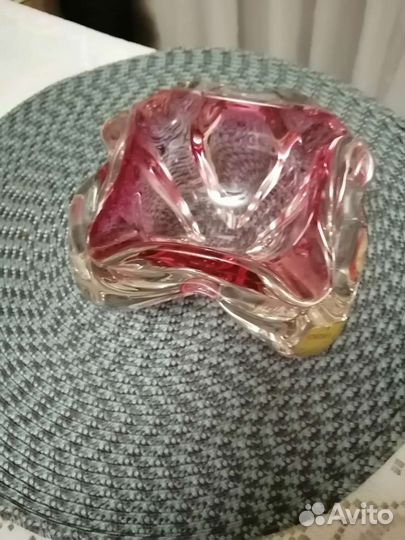 Ваза цветное стекло винтаж Чехословакия СССР