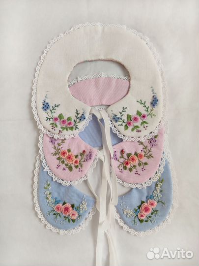 Воротнички съемные детские текстильные с вышивкой