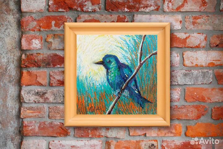 Картина - Колибри, картина птица в поле