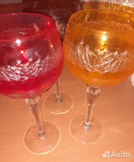 Фужеры цветной хрусталь Германия 60-70гг