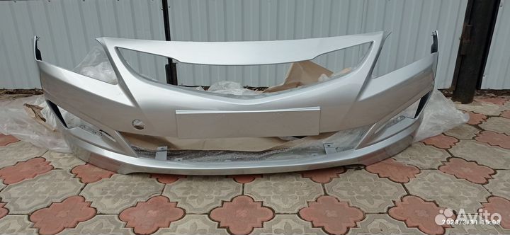 Бампер передний hyundai solaris, серебристый