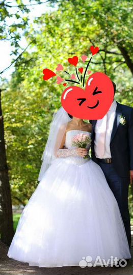 Свадебное платье 44-46 бу