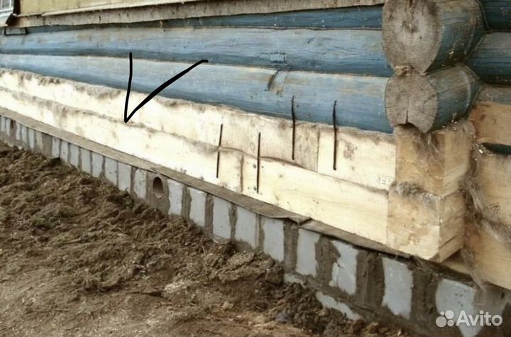 Ремонт фундамента замена венцов подьем дома 001