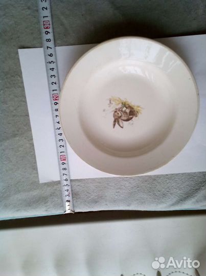 Тарелка с зайкой и мышкой времён СССР