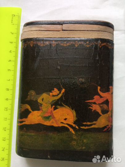 Старинные вещи дерево черный лак папье маше Палех