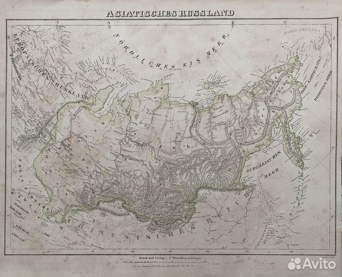 Антикварная карта Азиатских владений России 1854