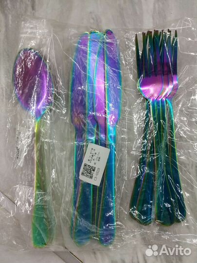 Набор столовых приборов радуга хамелеон 18шт