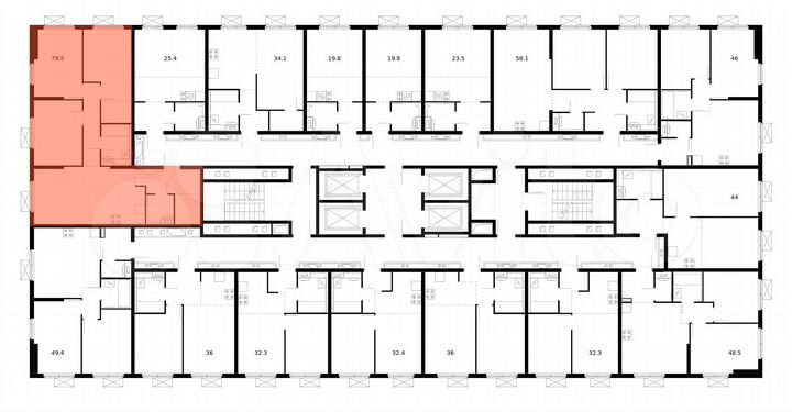 3-к. квартира, 79,5 м², 19/25 эт.