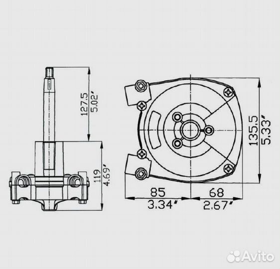 Рулевой редуктор лодки sibjet-1.6 PRO 1.6 оборота