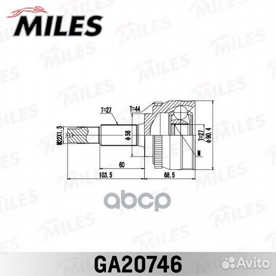 ШРУС nissan almera tino 2.0 00-03 нар. GA20746