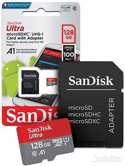 Карта памяти 128 гб sandisk Ultra 100 Мб/с