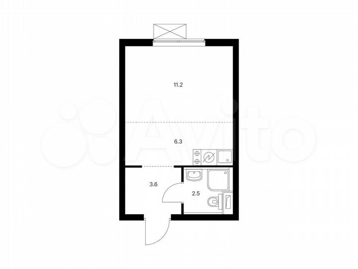 Квартира-студия, 23,6 м², 2/25 эт.