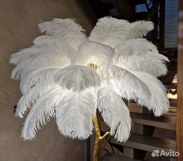 Торшер в виде пальмы palmera FL с перьями страуса