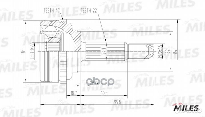 ШРУС наружный chevrolet aveo 1.2/1.4 02- (с ABS)