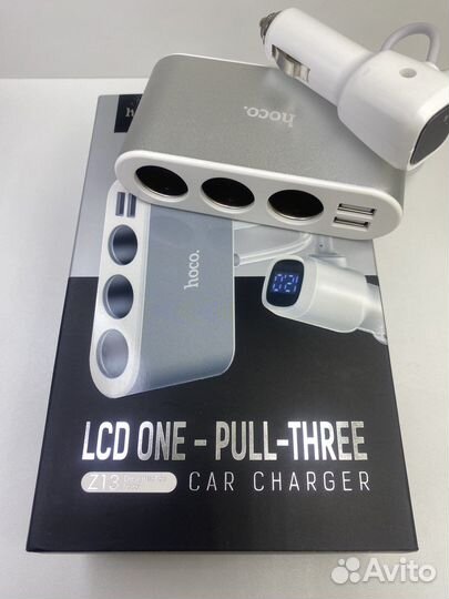 Разветвитель прикуривателя /3 гнезда / 2USB / LCD