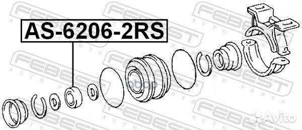 Подшипник шариковый AS-6206-2RS Febest