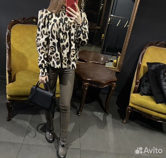 Кожаные лосины коричныевые