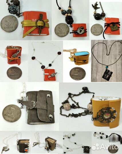 Кулоны-блокнотики, ручная работа