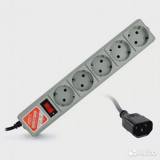 Сетевой фильтр 5 гнезд 1,9м 10A с/з с вилкой для