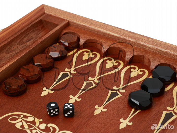 Фишки для нард 29 мм Грани (обсидиан корич (39814)