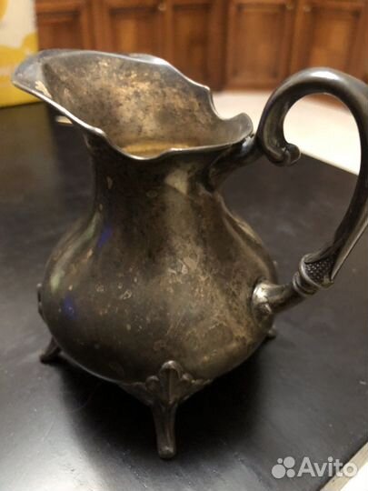 Антикварный молочник сливочник серебро