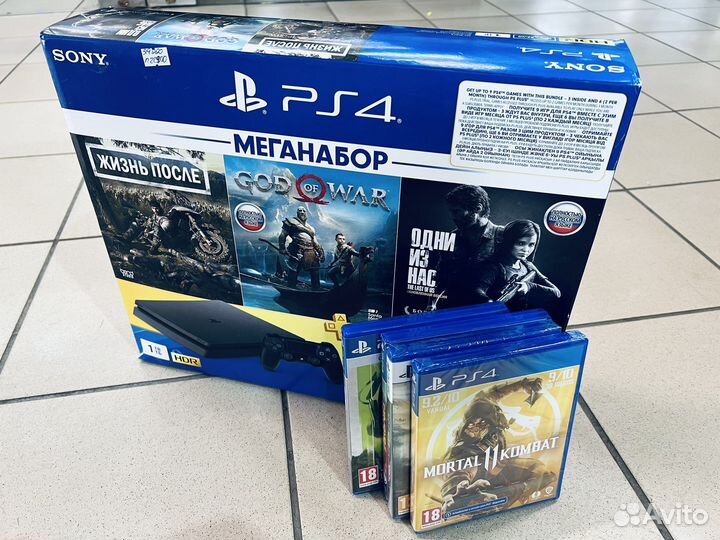 Sony PS4 slim 1tb 3 ревизия + игры коробочный