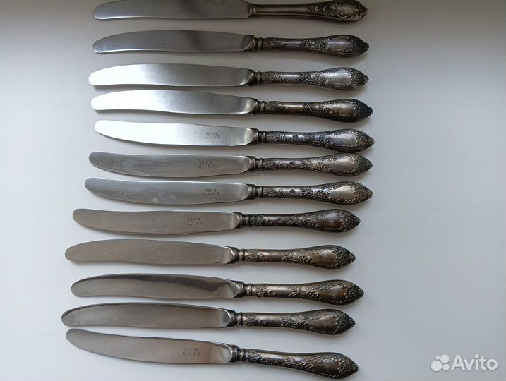 Ножи столовые из мельхиора, Украина, СССР (набор)