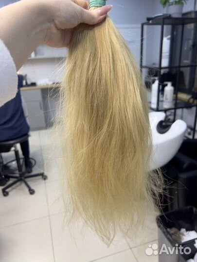 Волосы для наращивания блонд 50 см бу