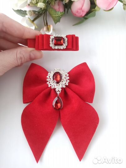 Набор бантиков из замши, ручная работа