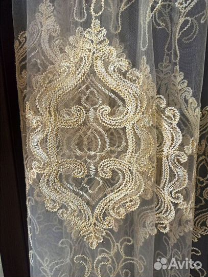 Тюль вышивка отрез ширина 6.45 м