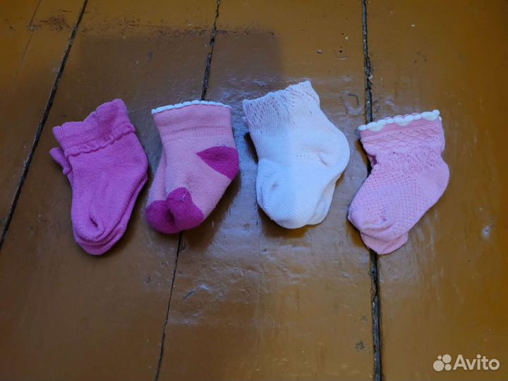 Носочки 4 пары, стопа 6-8 см, размер 7, возраст до