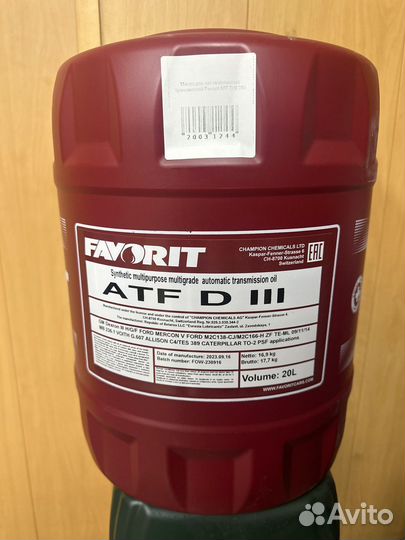 Масло для АКПП Favorit ATF diii Dexron 3