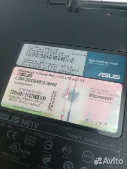 Ноутбук Asus N61vg Gt220 1gb, Core duo 6600