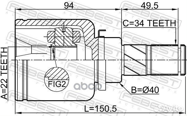 ШРУС внутренний левый 22X40X34 ford focus CDH 2