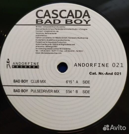 LP - Cascada - Bad Boy /Germany - Andorfine/ 2004