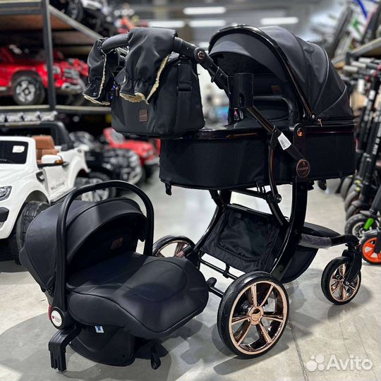 Коляска Luxmom 608 эко кожа черная