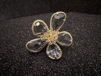 Кольцо цветок с кристаллами безразмерное