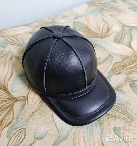 Бейсболка кожаная утепленная