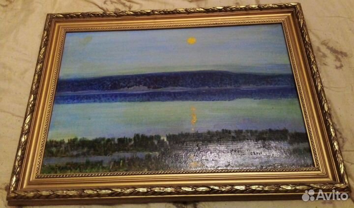 Картина. Живопись. Луна над водой (холст, масло)