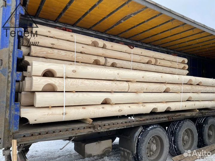 Оцилиндрованное бревно, доставка от 15 м3