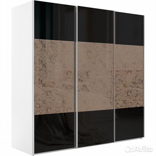 Шкаф-купе Эста 3-х дверный Комби (6 Черных стекол