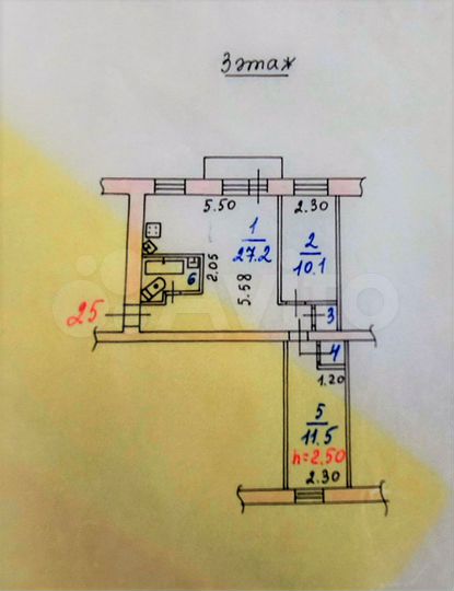 3-к. квартира, 54,9 м², 3/5 эт.