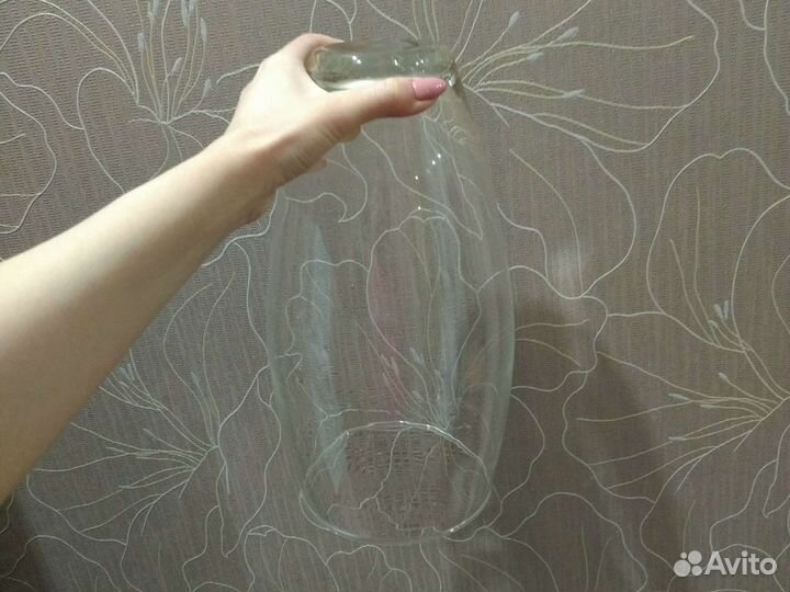 Стеклянная прозрачная ваза бочка 13*30